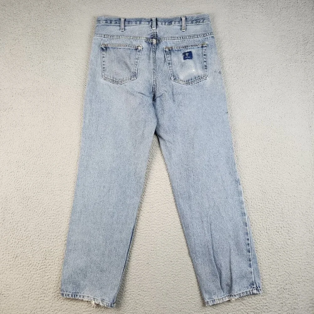 Mens 34x32 Distressed VTG Cowboy Cut Denim Jeans Classic Grunge‎ Workwear Pants